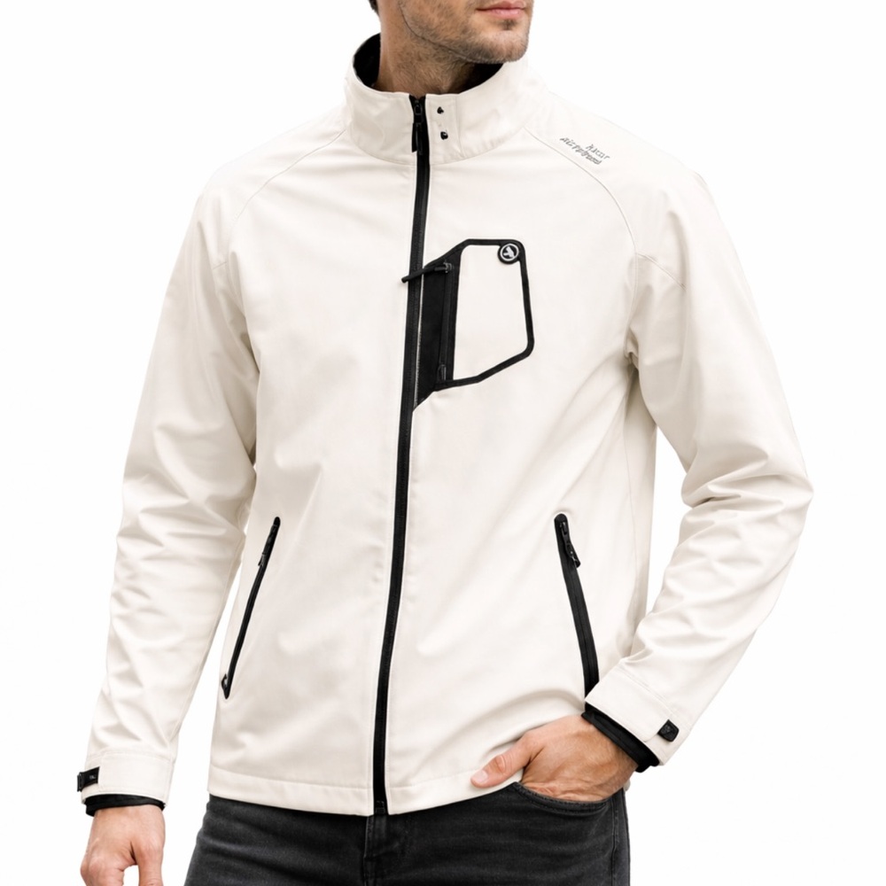 Agile Men’s 2XL White Lightweight Jacket Softshell Full Zip Outdoor